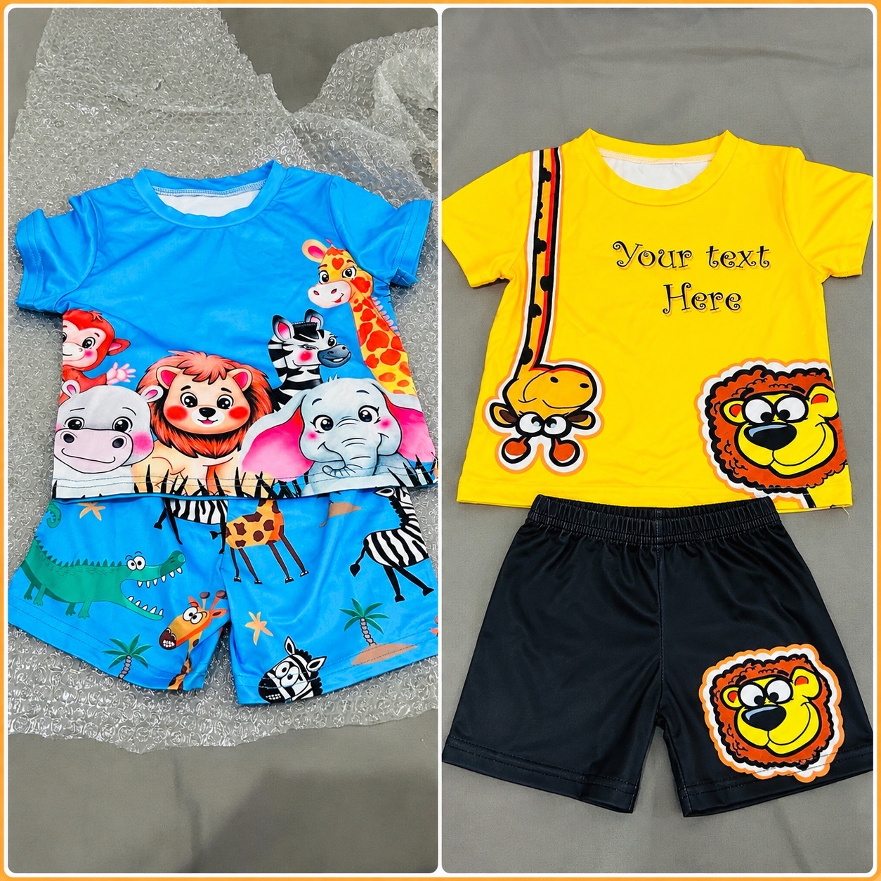 2 Set- Boys' Short Sleeve Shorts Fashion Print Set