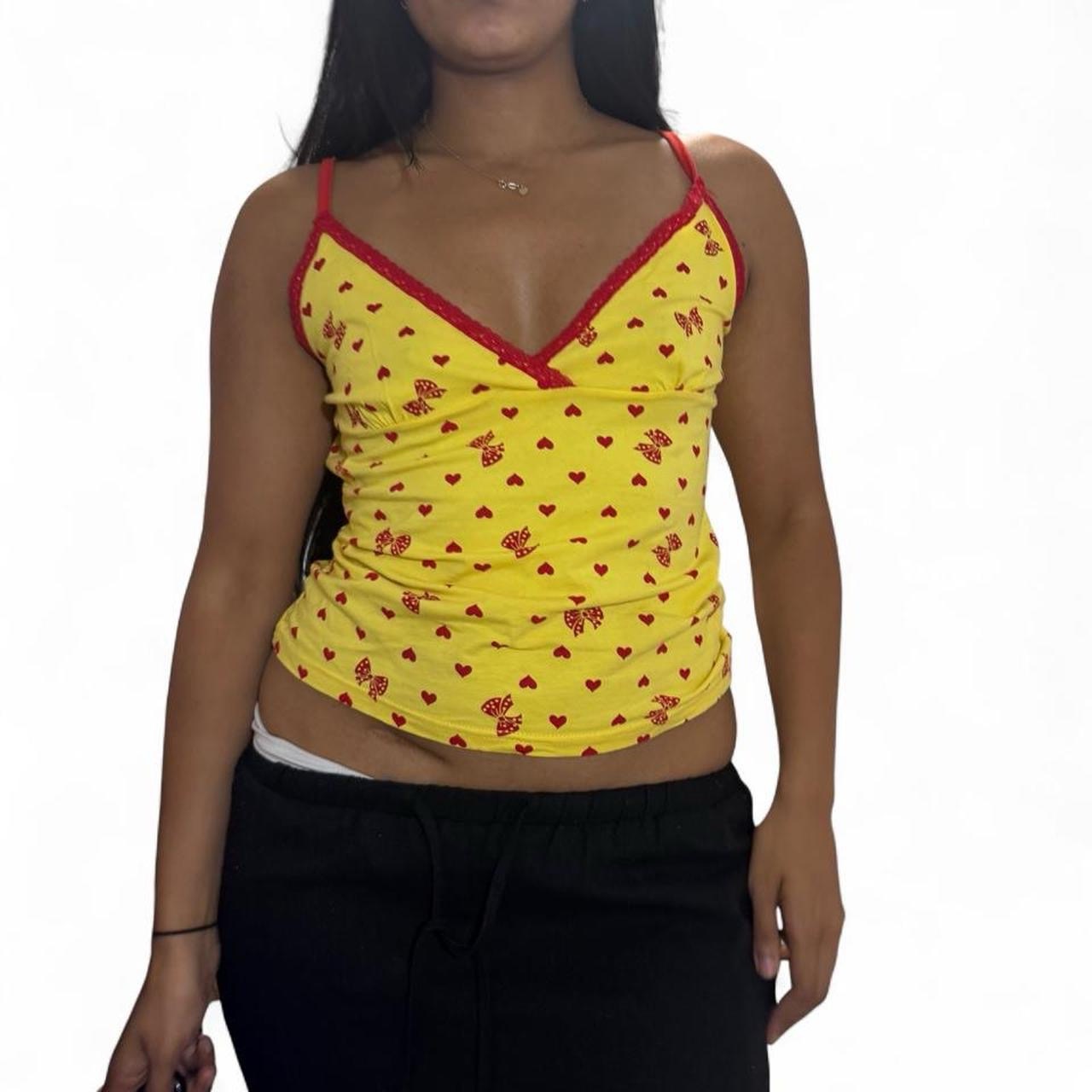 Yellow & Red Heart Print Cami Top | Y2K Vintage Style