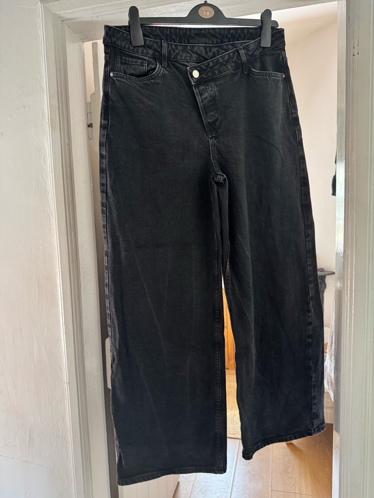 Wide leg black denim jeans