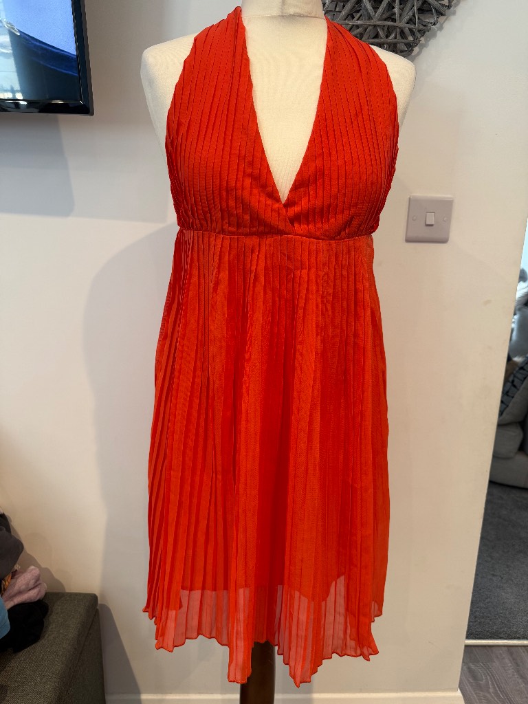 Women’s/ladies orange halter neck backless dress