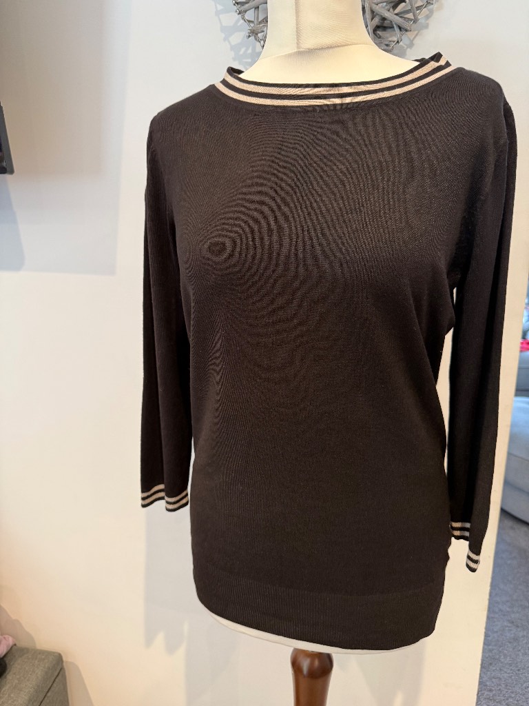 Women’s/ladies 3/4 sleeve Wallis black jumper