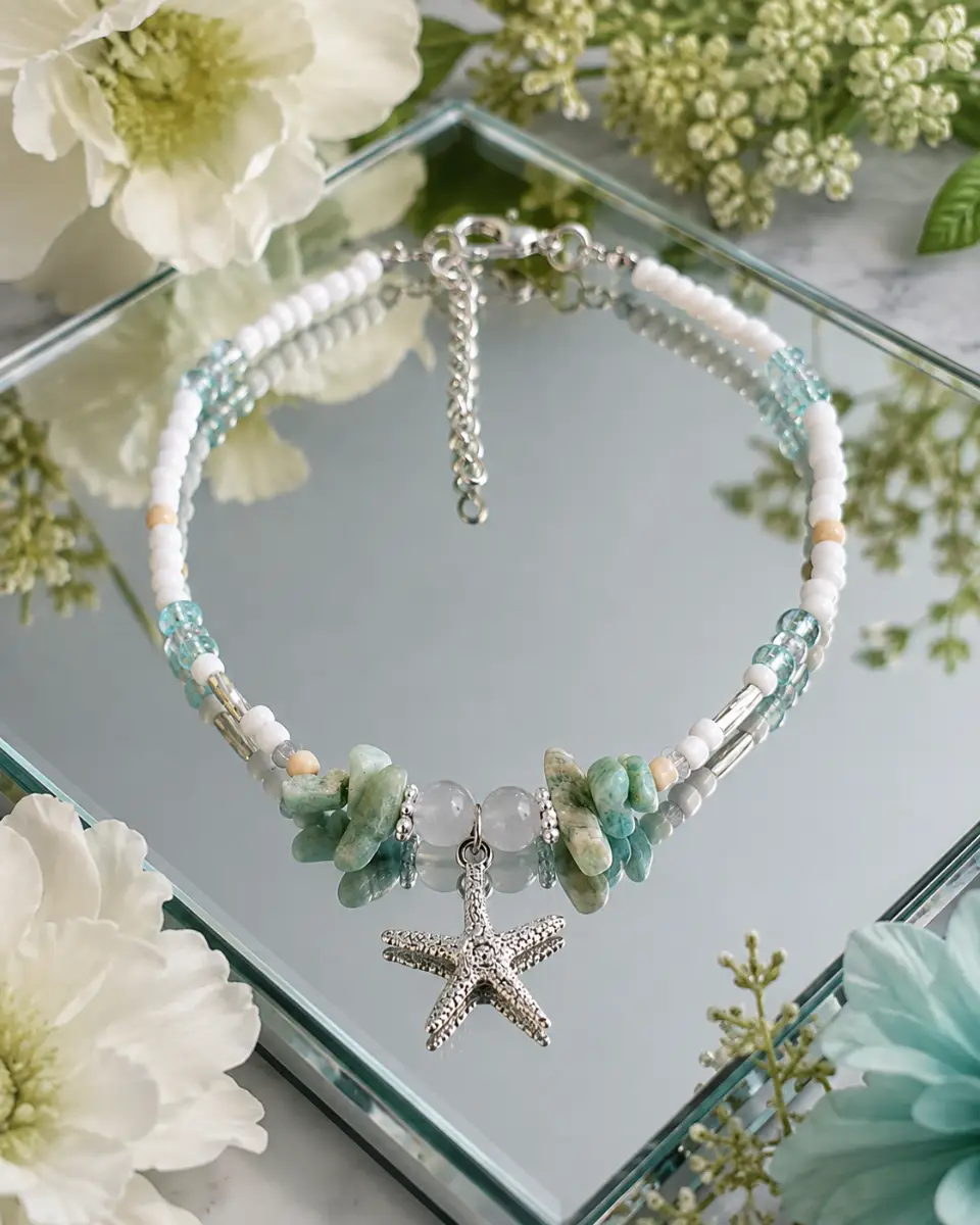 Turquoise/Green Starfish Anklet
