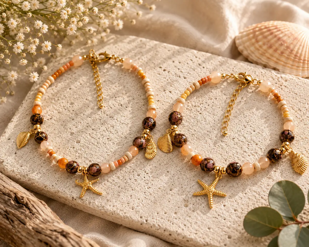 Coastal inspired Bracelet and Anklet Set