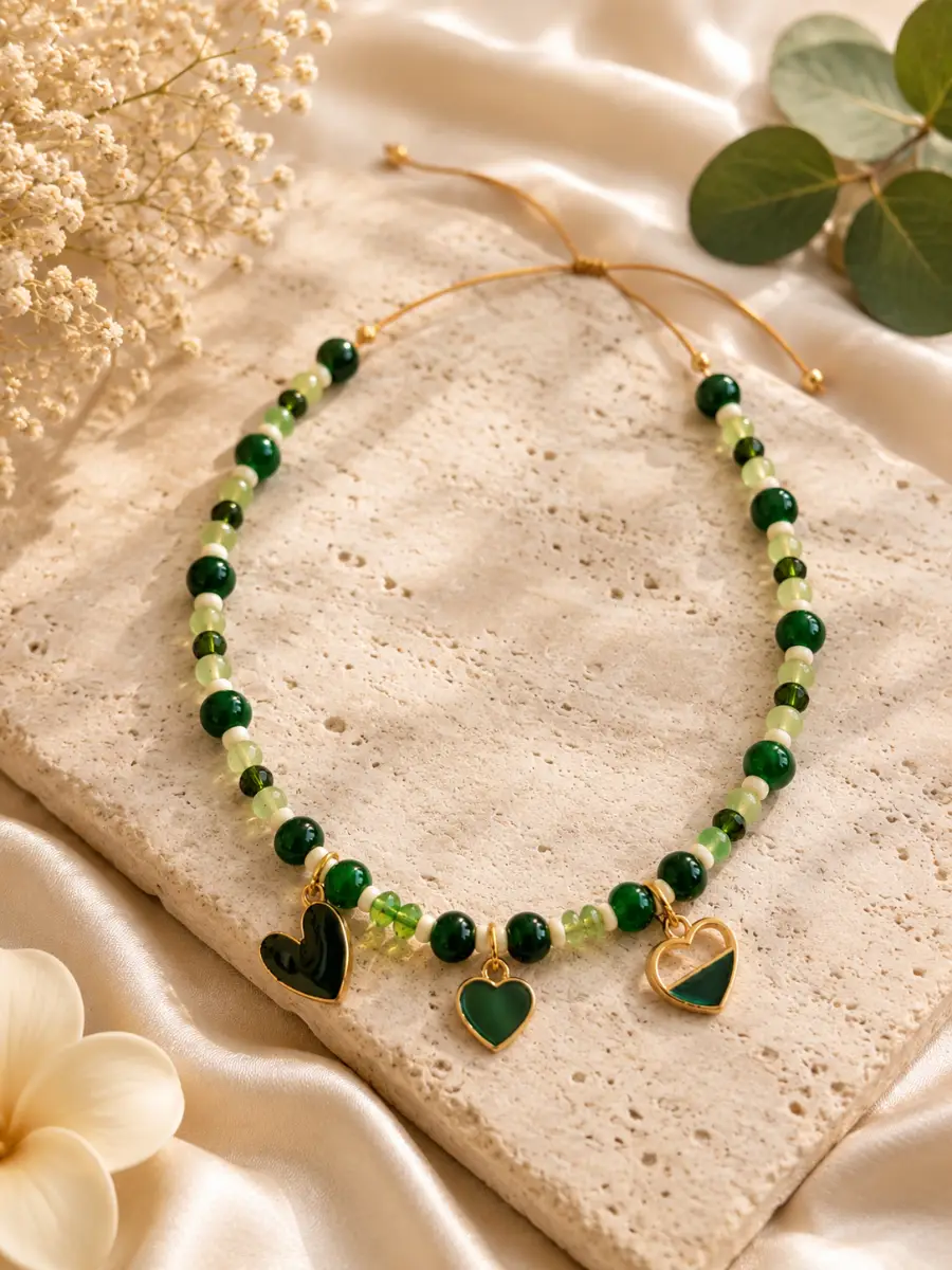 Emerald Green Heart Anklet