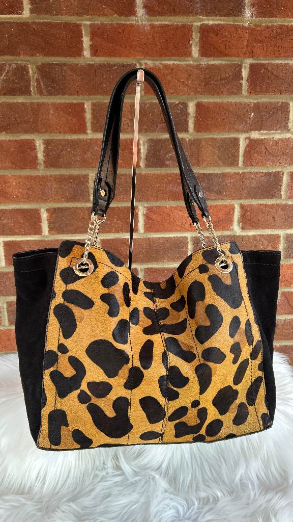 Large Pony hair Cowhide Real Leather and Suede women’s shoulder bag River Island