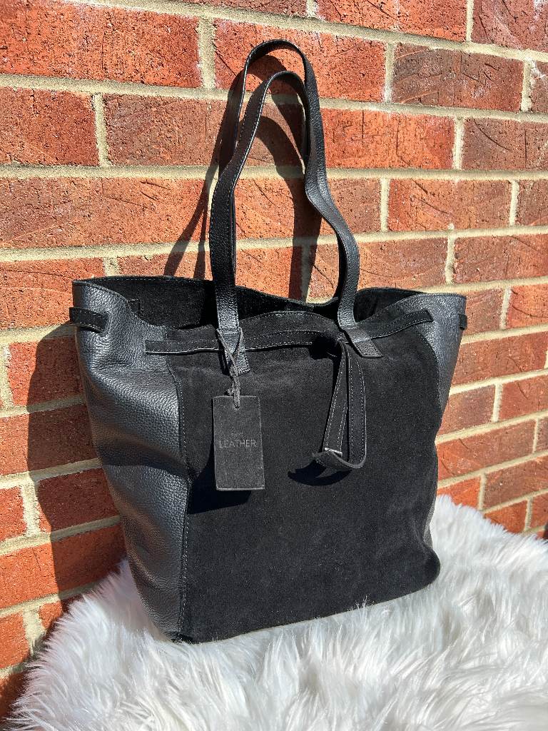 Next Black Real suede Large Shoulder Bag Tote