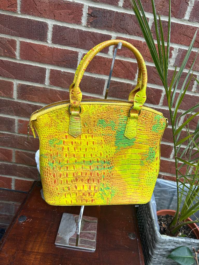 Cute neon vibrant yellow / green tote bag croc pattern