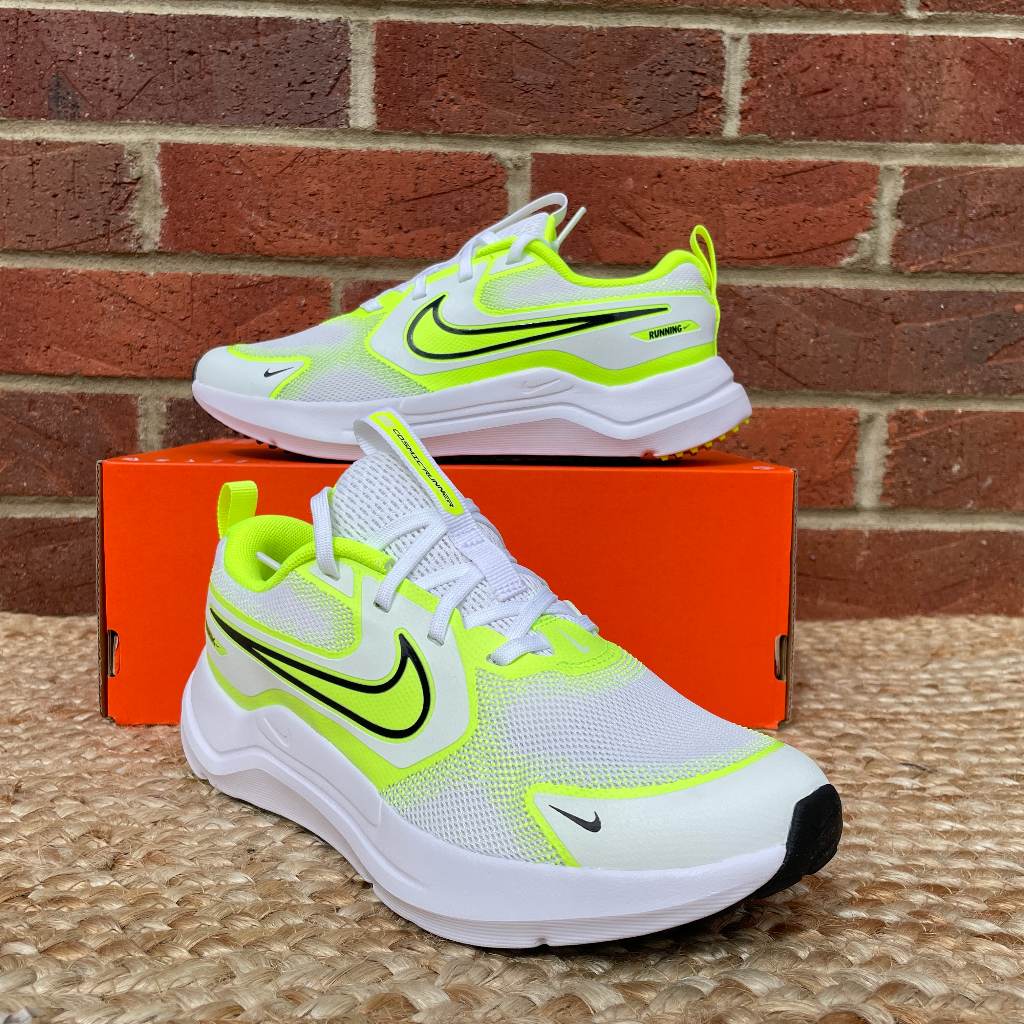 Nike Womens Running Trainers Sneakers White & Neon Shoes 23.5cm UK4 EU36.5