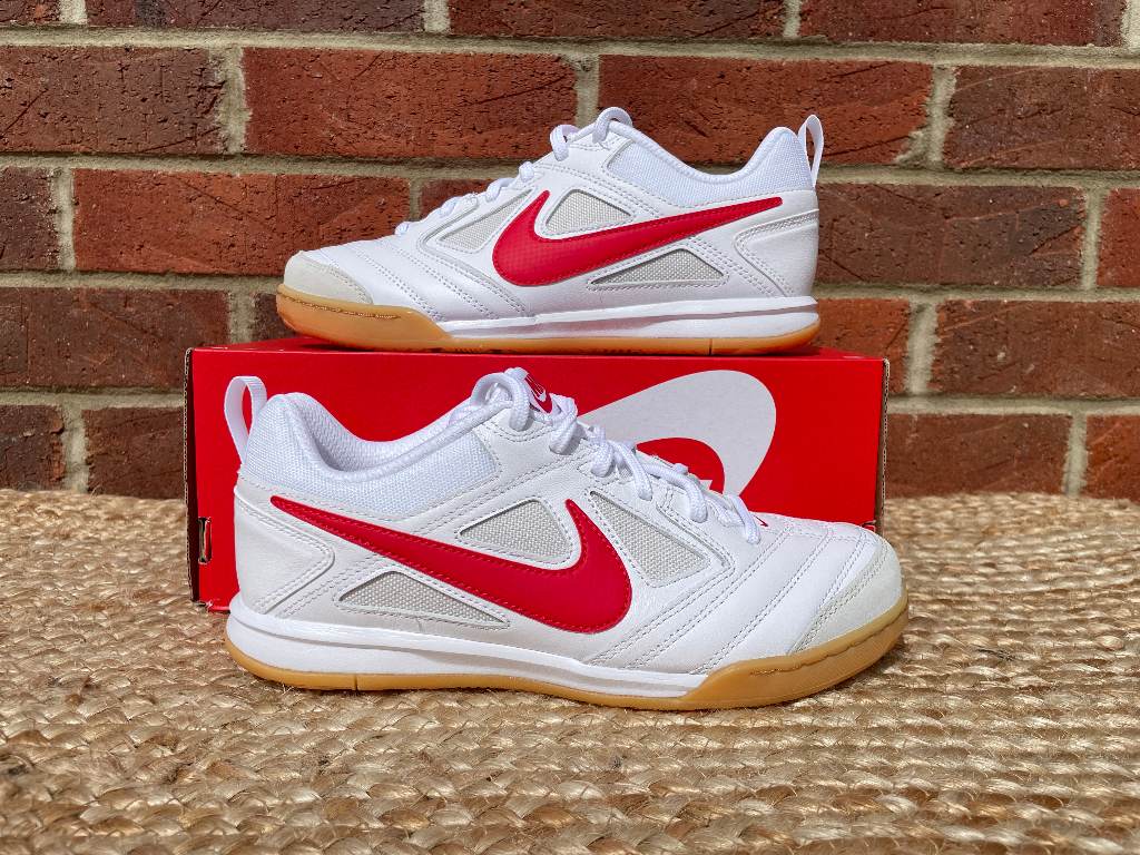 Nike Womens Leather Trainers Sneakers White & Red Shoes 23.5 cm UK4.5 EU37.5