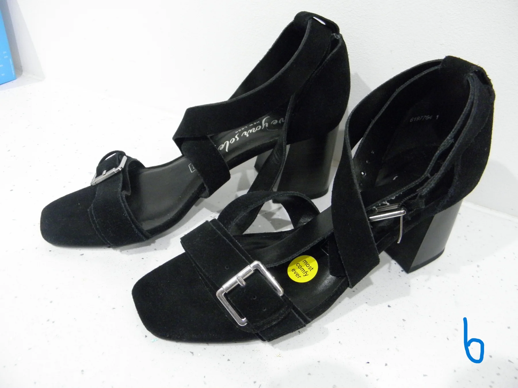 Size 6 New Look high wedge black sandals BNWT