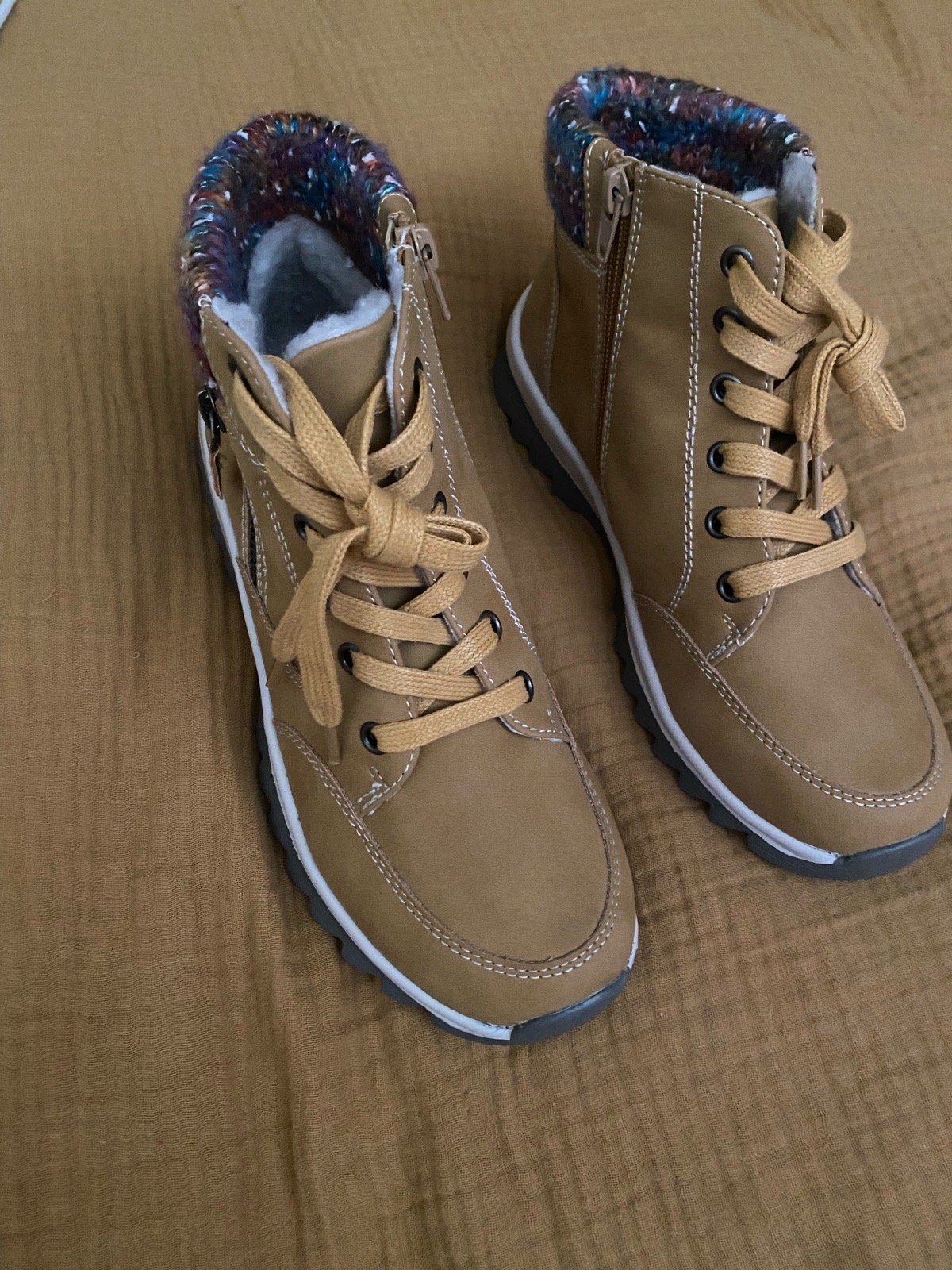 Lunar tan lace and zip up ankle boots U.K. 4 eu 37