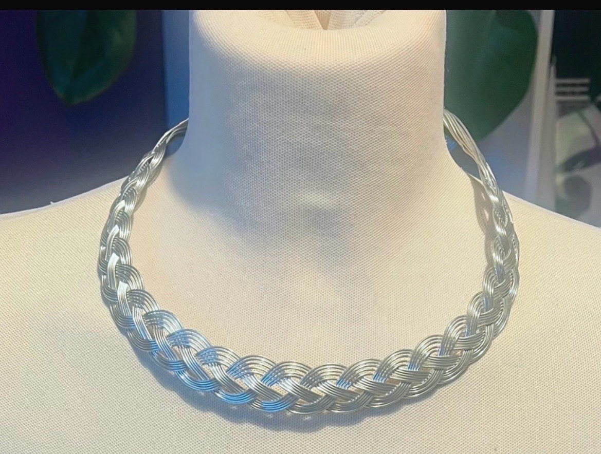 Pebble London silvered metal collarette torque necklace