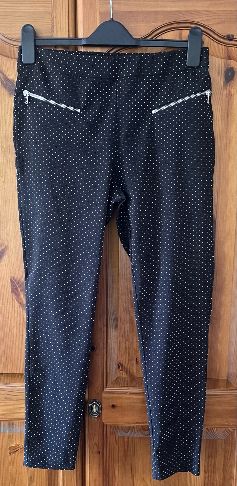 Roman black & white polka dot stretch jeggings size 12
