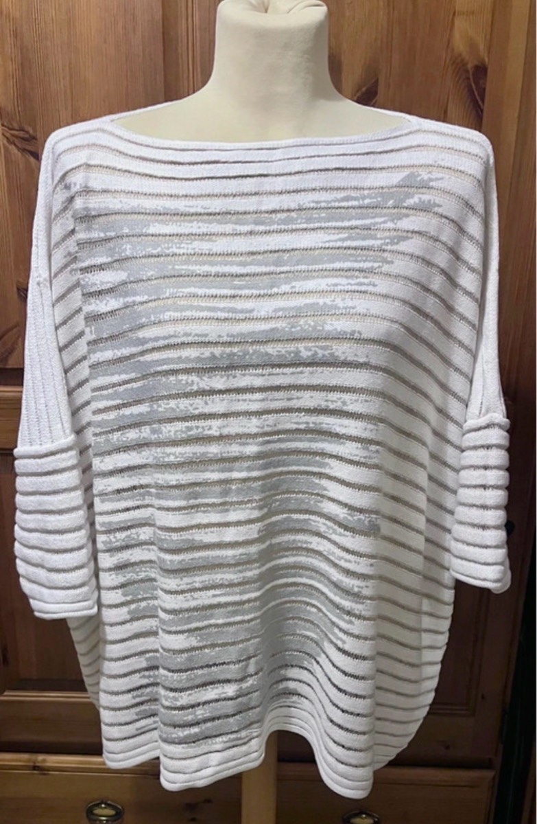 Not Shy oversized dropped shoulder stretchy striped jumper size Large