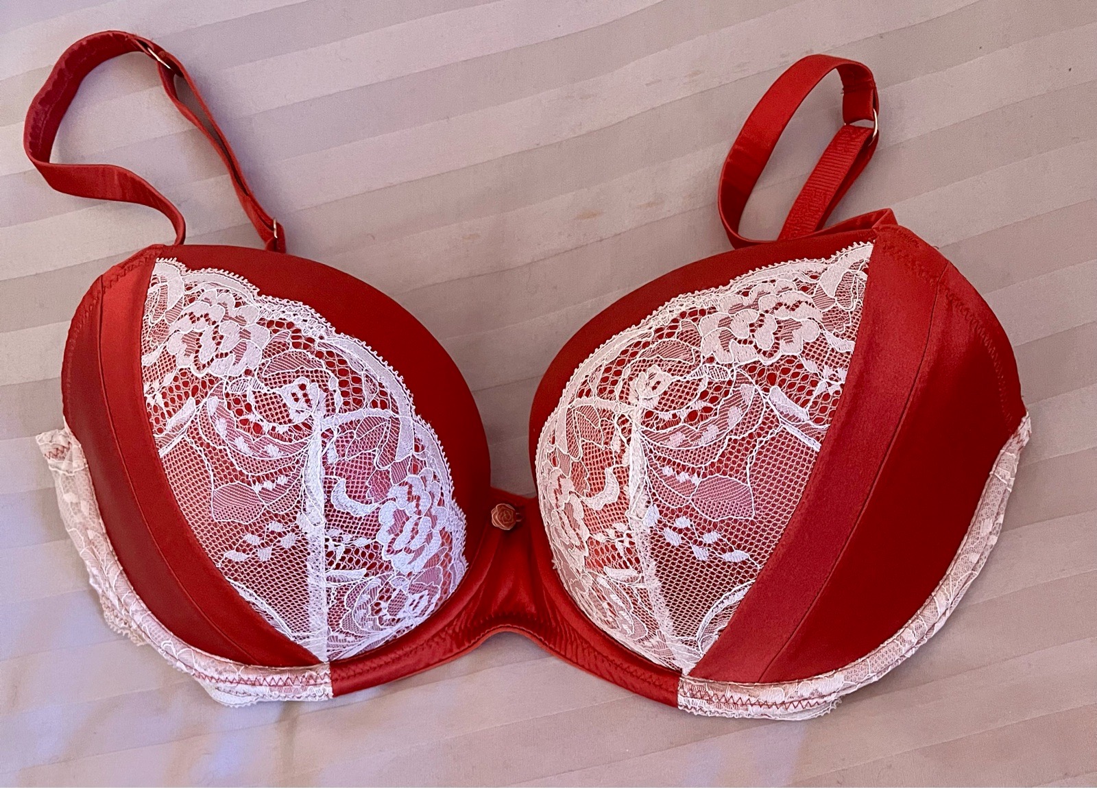 M & S Autograph "Rosie" burnt orange lacy padded underwired bra size 36D