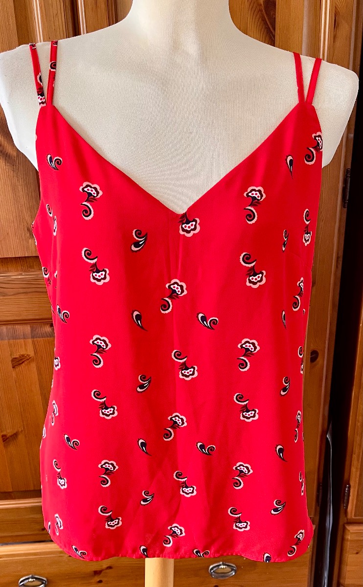 M & S Collection strappy bright red patterned camisole size 12 NWOT