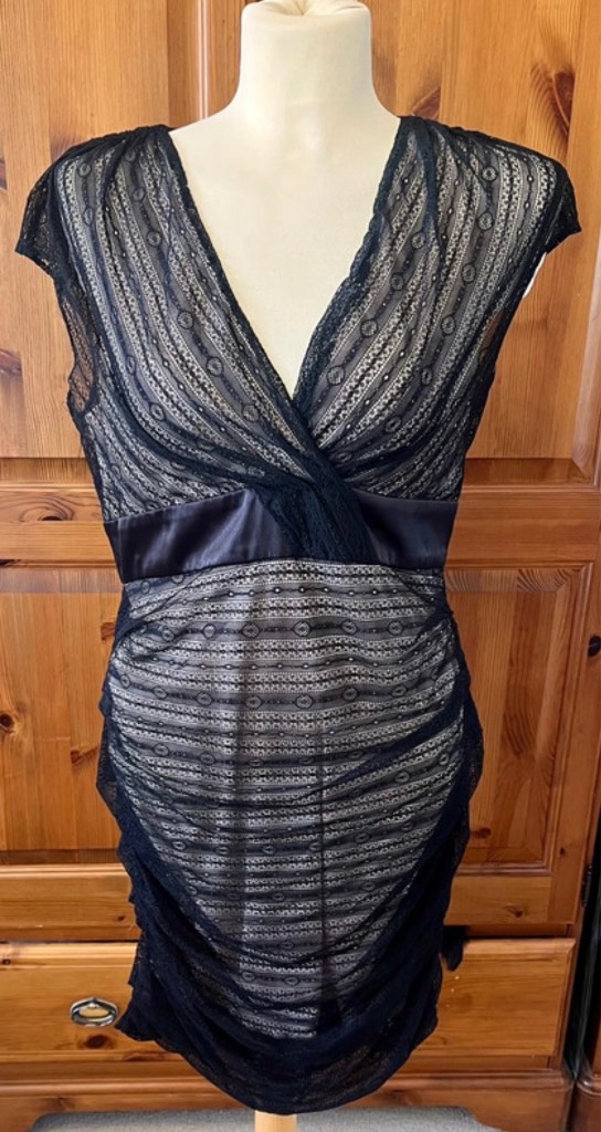 Ruby Ray black lace party cocktail evening dress size 14