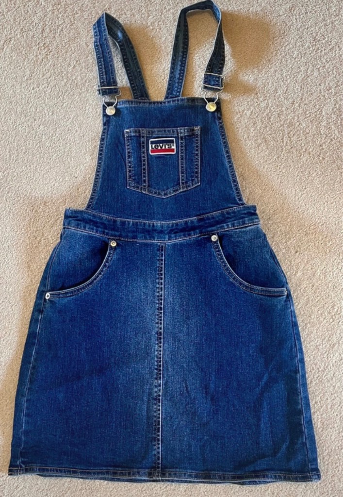 Levi's girls blue denim overall skirt dungarees dress 26" waist