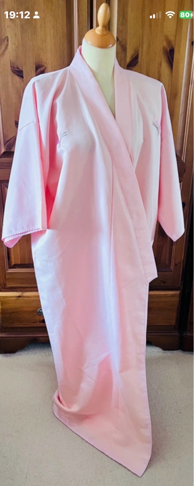 Kiku vintage pink embroidered kimono made in Japan One Size