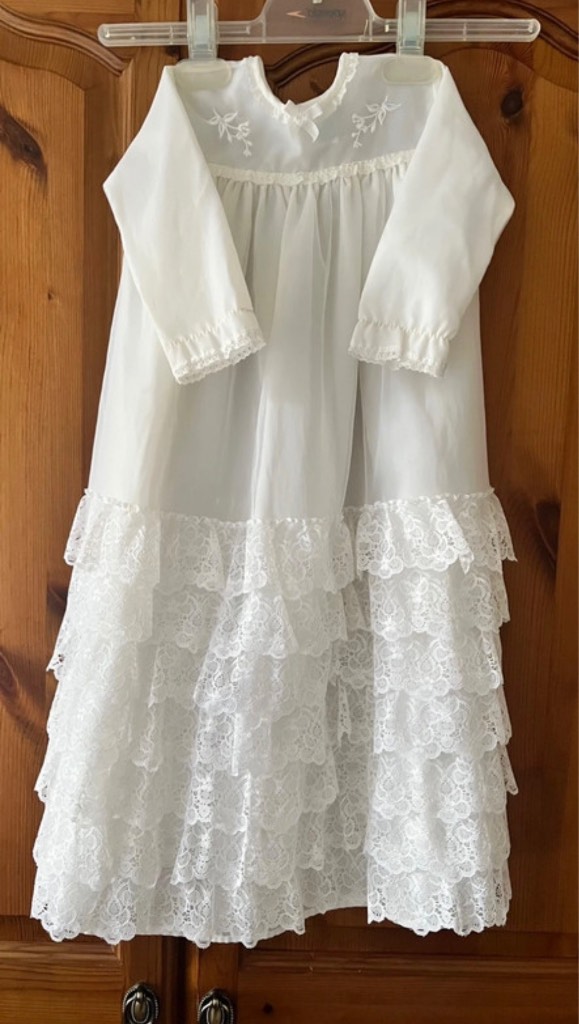 White unisex Adams vintage christening robe