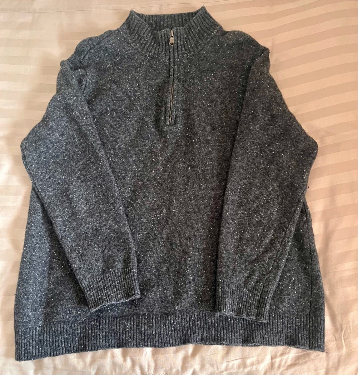 Seasalt Cornwall long sleeved grey flecked 1/4 zipped wool jumper 42" chest