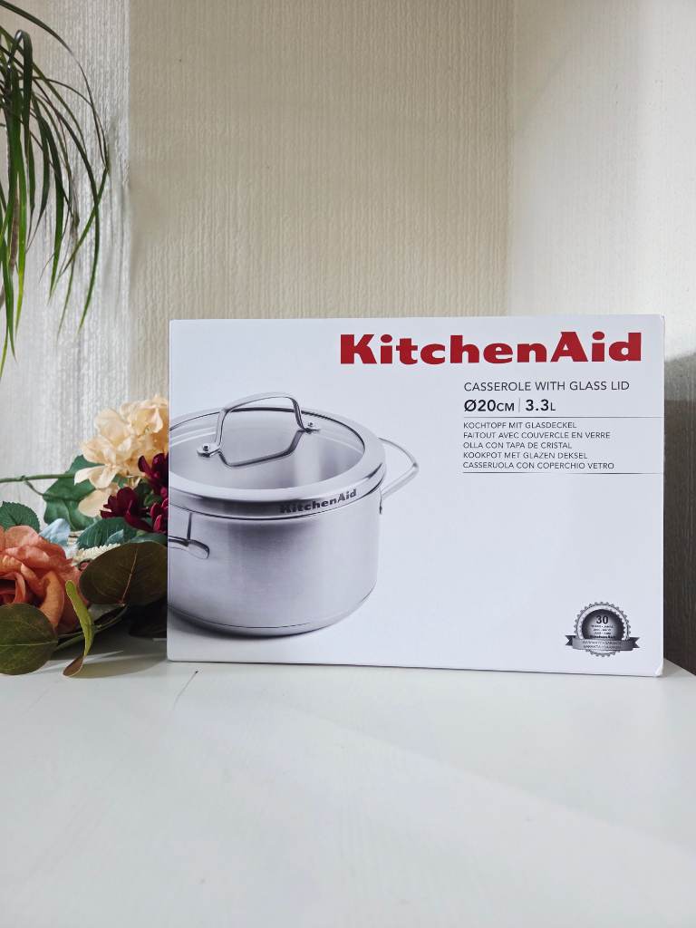 Kichenaid casserole with glass