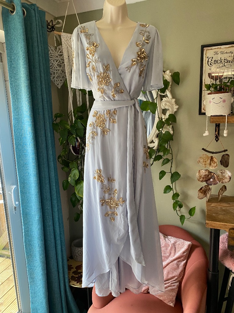 RRP £150 Monsoon size 20  ‘Sarah’  floral embellished wrap dress summer party