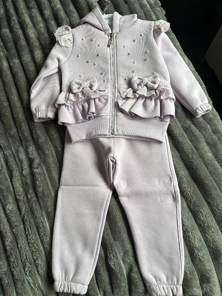 Akin baby girls jogging suit lilac 1 year
