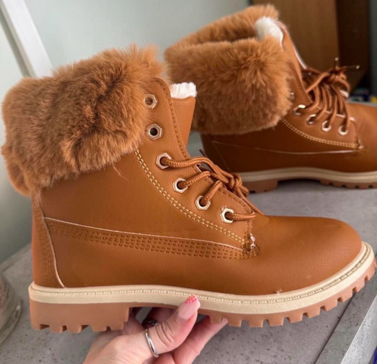 Ladies Faux Fur Ankle Boots