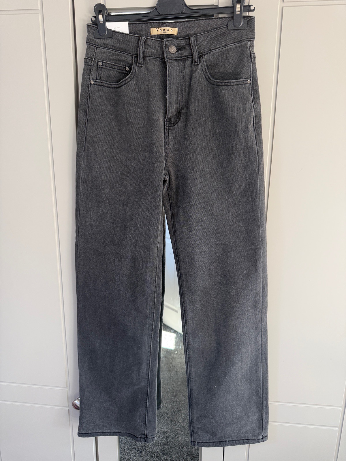 Voggo Stretchy Wide Leg Charcoal Jeans