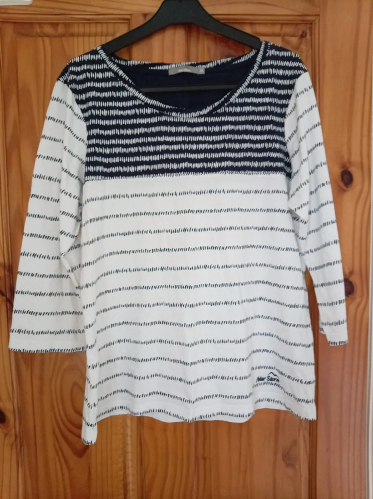 Peter Storm Women's Navy & White Striped 3/4 Sleeve Top – Size 18