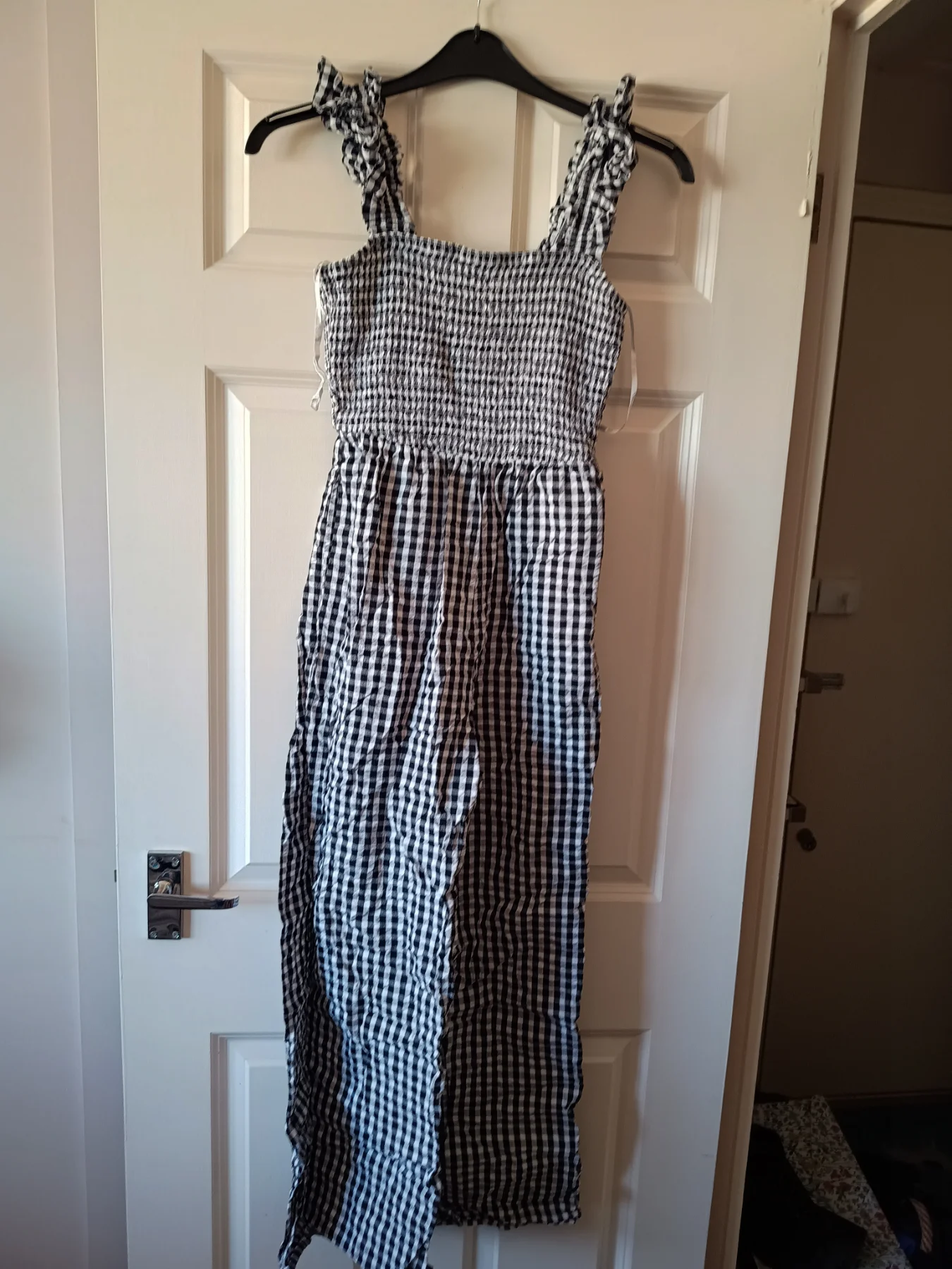 Nobody's Child Summer Cotton Black Gingham Jumpsuit Size 10 BNWT New With Tags