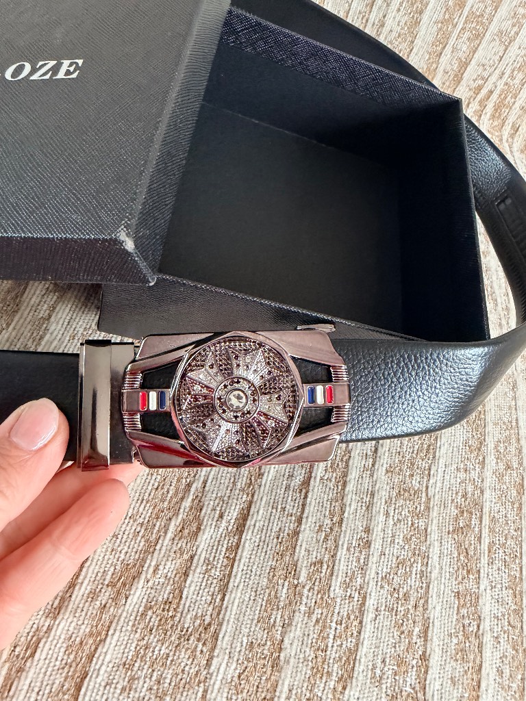 Luxury Automatic Buckle Men’s Belt Black 116cm Gift Box Father’s Day Gift