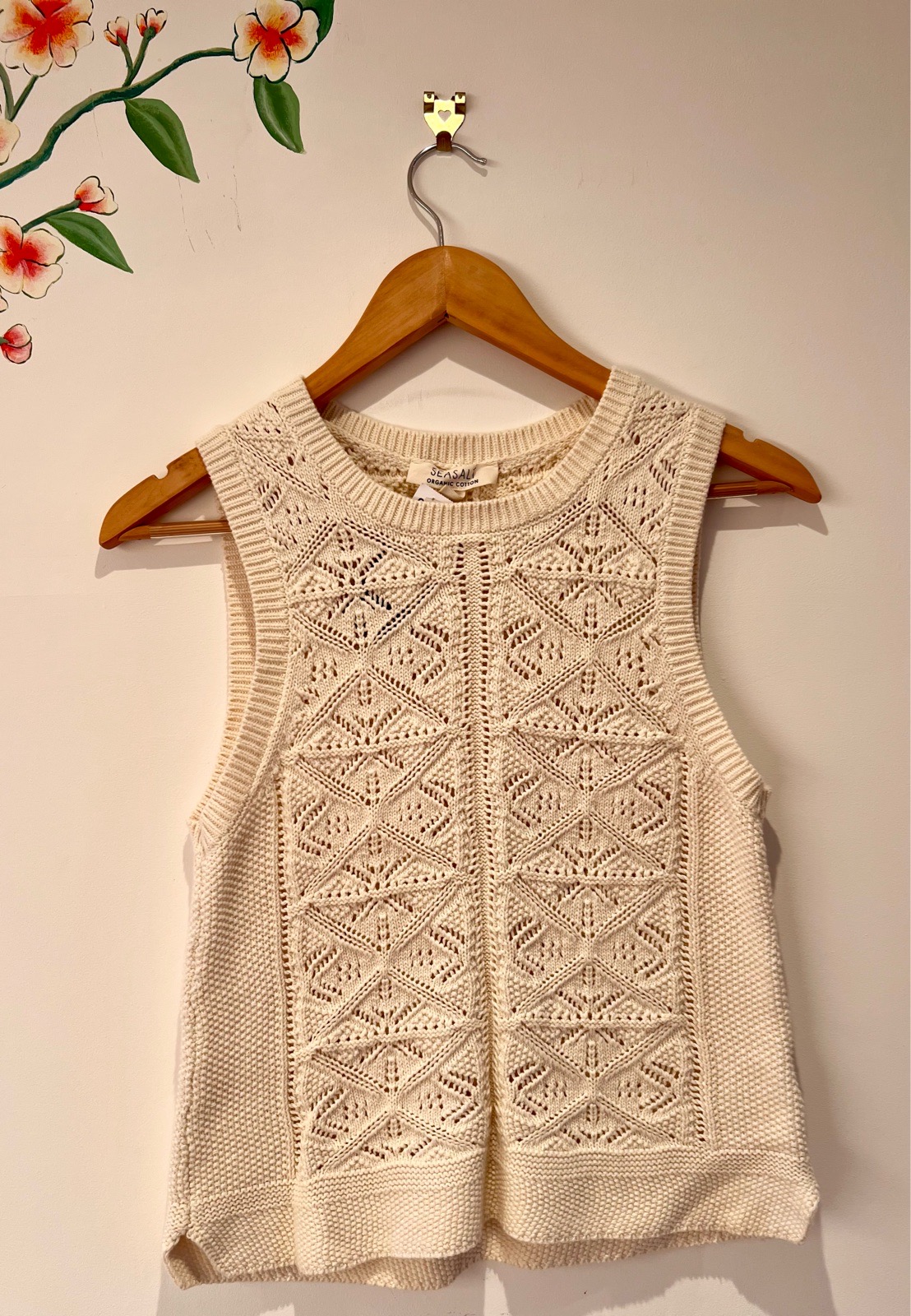 SEASALT cream cotton knit vest top