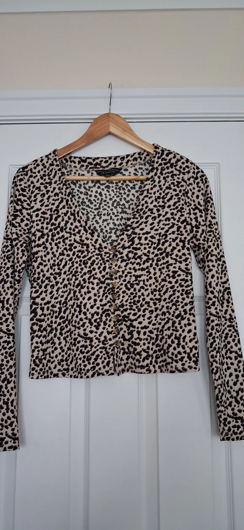 Dorothy Perkins Leopard Print Button Up Blouse Size UK 12 US 8 Long Sleeve