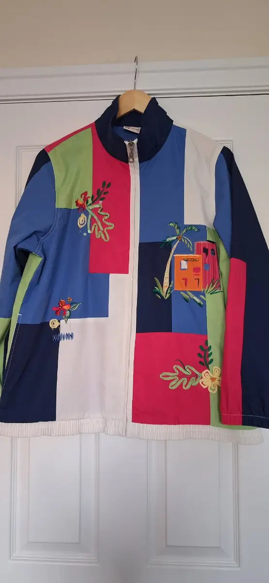 Koret Womens patchwork appliqued beaded jacket
