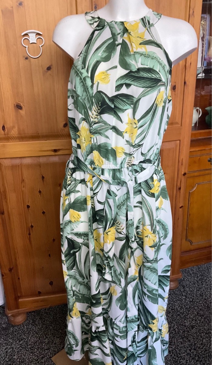 Roman Floral Sleeveless Dress with Frilled Hem size 18