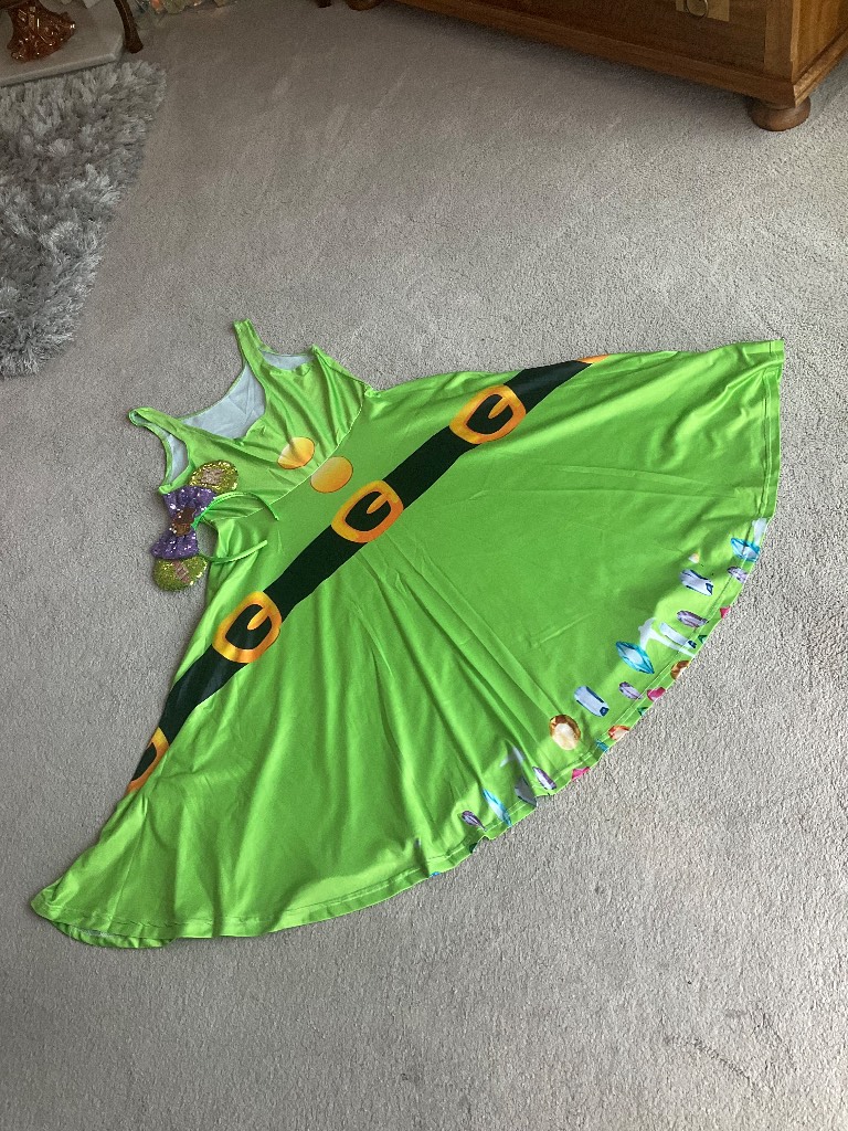 Disney Inspired Dopey Girls/Ladies Dress size 2XS 4-6 With Matching Ears Headband From Snow White