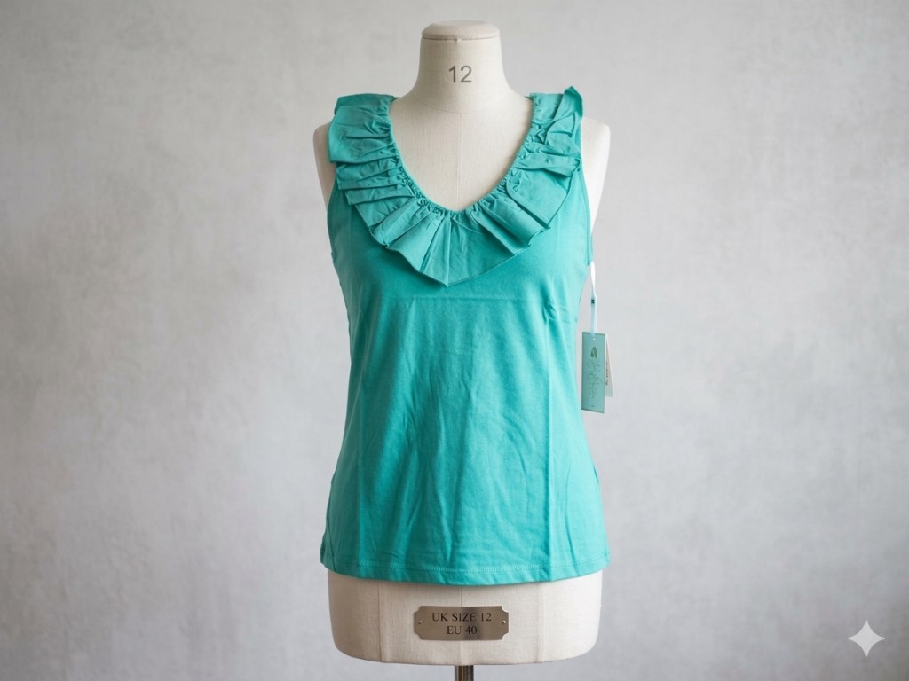 V by Very Mint Green Frill Neck Sleeveless Top BNWT Size 10
