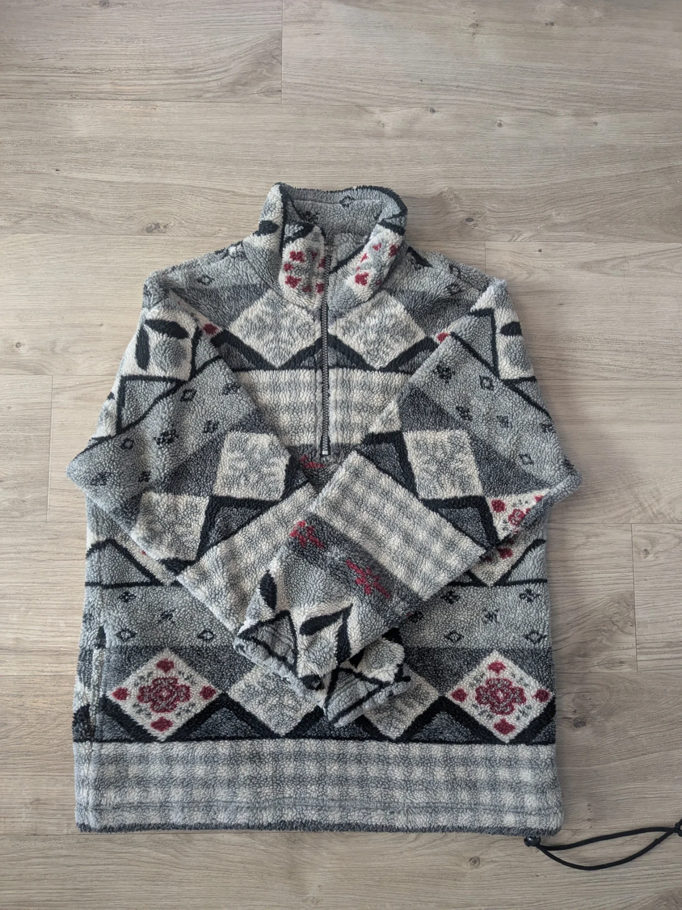 Campagnolo Men's Grey Geometric High Neck Fleece 1/4 Zip Pullover Jumper  Size S