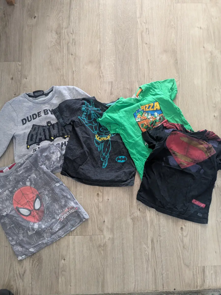 Boys Superhero Graphic T-Shirt Bundle 4-5Y Cotton Crew