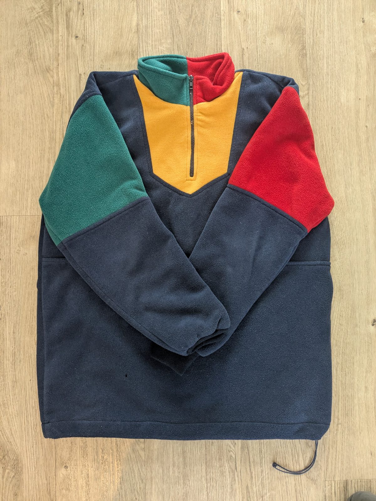 Capt. Scott Colourblock Navy Fleece 1/4 Zip Mock Neck