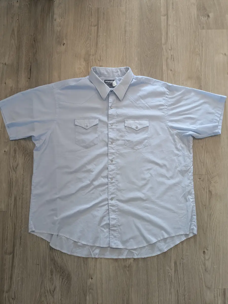 Wrangler light blue pop button shirt