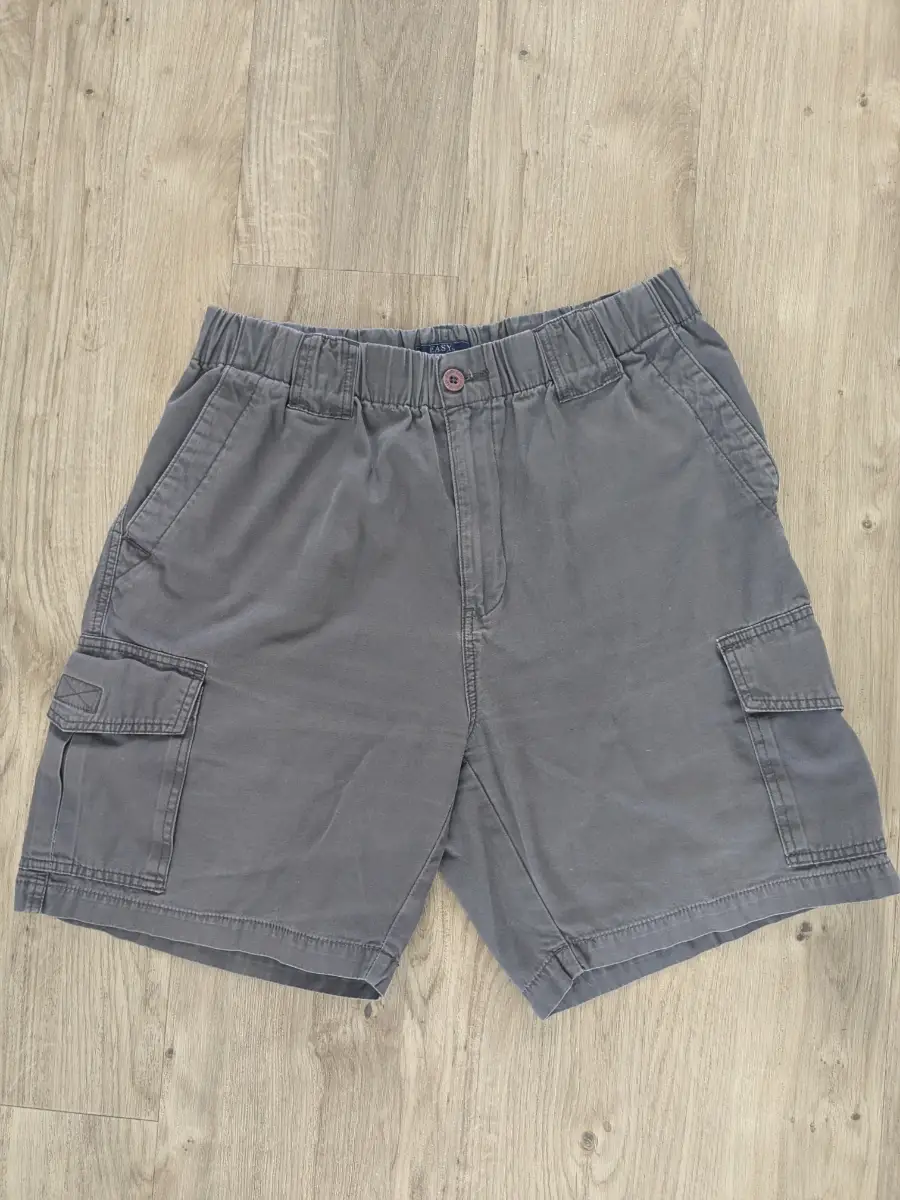 Easy Men's Grey Cargo Shorts Elastic Waist Cargo Pockets