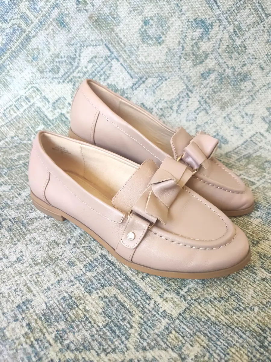Office Girl Pink Leather Bow Loafers Size 3 Girls Kids Teen Shoes