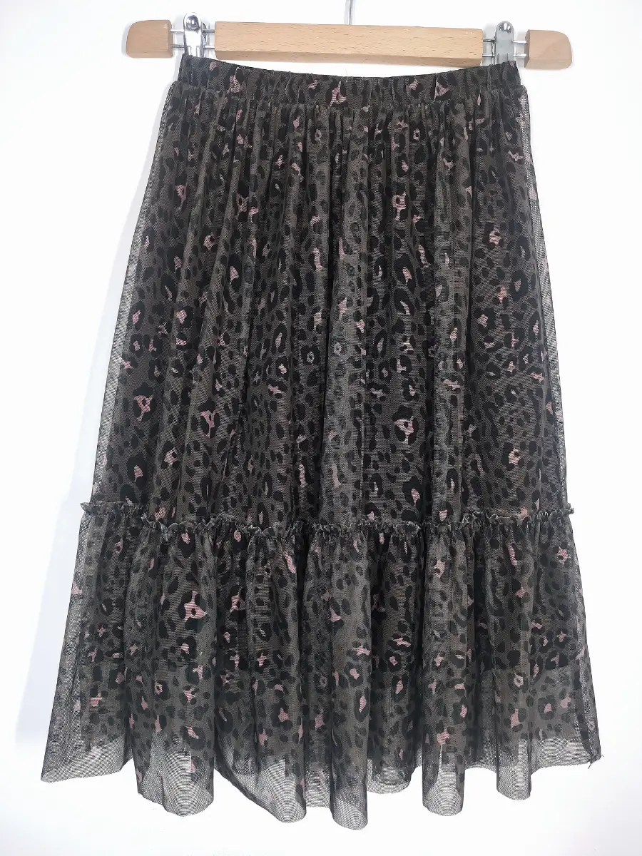 Next Girls Midi Skirt Age 9 Animal Leopard Print Elasticated Waist