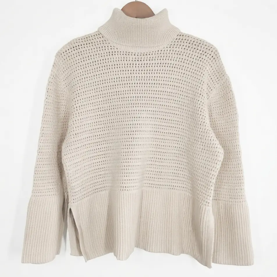 GAP Crochet Style Knit Jumper Size Medium Cream Beige Neutral Ecru Sweater Relaxed Boxy