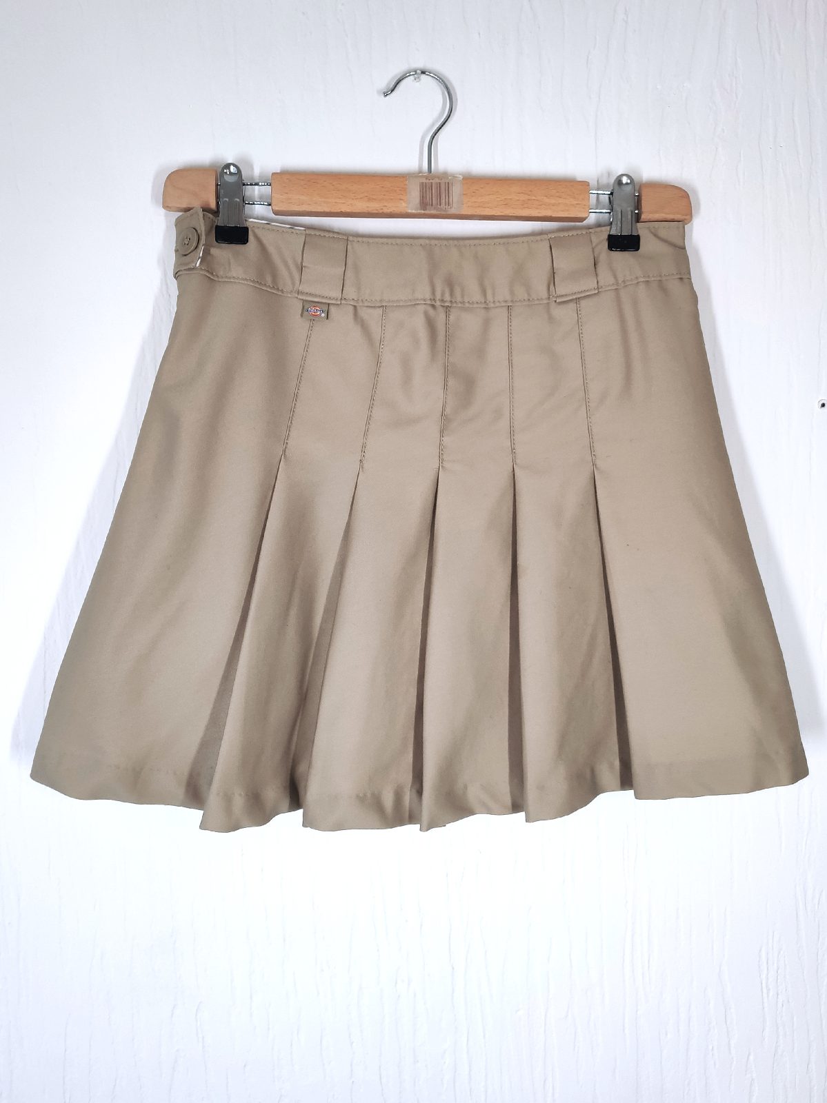 Dickies Pleated Short Skirt Size Small Khaki Beige Skater Workwear Y2K Style