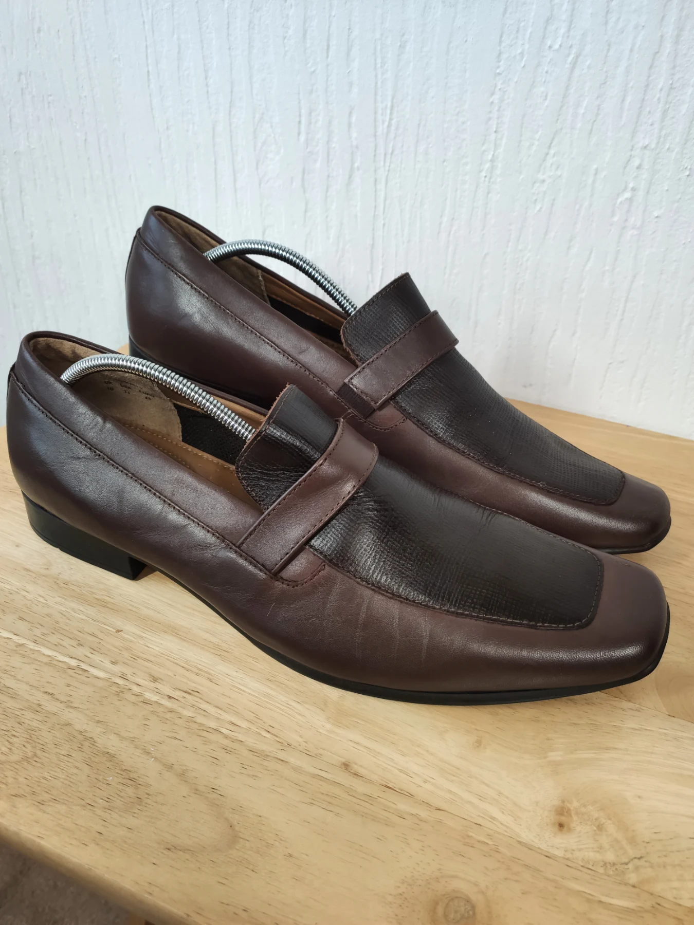 Hotter Mens Leather Loafers Size 10 Brown Slip On Shoes