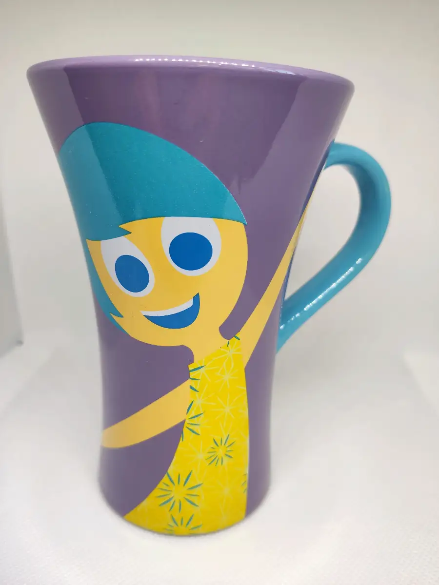 Disney Store Pixar Mug Joy Inside Out It's A Great Day Purple Turquoise Yellow